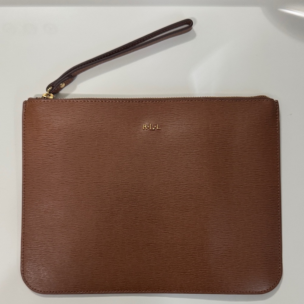 Brown Leather Ralph Lauren Clutch